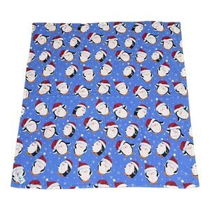Project Linus Blue Christmas Penguin Baby Blanket Security Winter Reversible 43"
